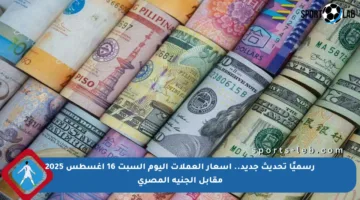 رسميًا تحديث جديد.. أسعار العملات اليوم السبت 16 أغسطس 2025 مقابل الجنيه المصري